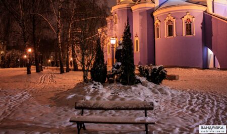 Михайлівський Золотоверхий монастир (Київ), Михайлівський золотоверхий собор, вечір, зима